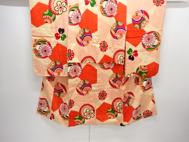 アンティーク　紋錦紗鈴に菊模様着物